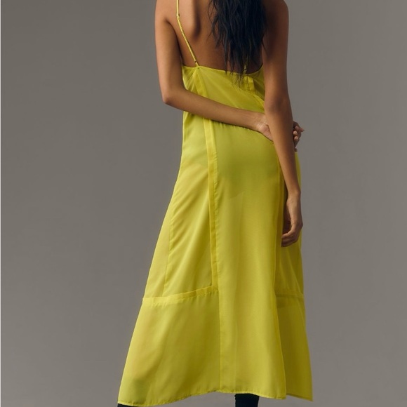 COPY - NWT ANTHROPOLOGIE SHEERED PANELED MIDI DRESS.IN BEAUTIFUL CHARTREUSE COL… - Picture 5 of 10